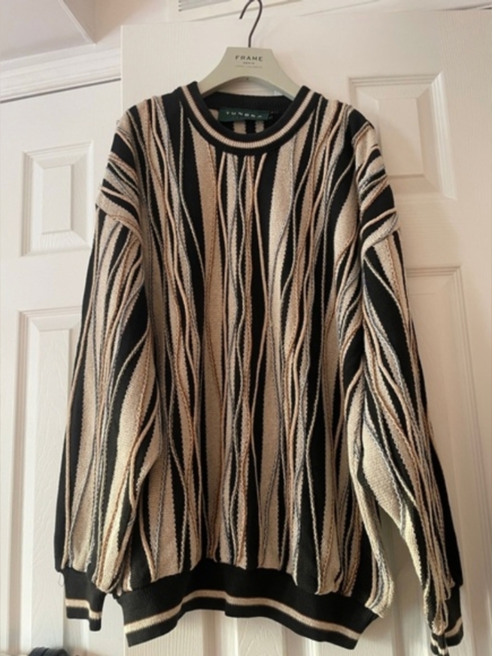 Tundra Black and Cream Knit Crewneck Sweater